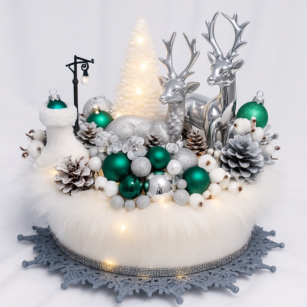 Frosted Emerald Glow – Aranjament Festiv Premium