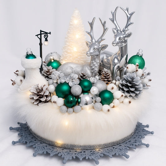 Frosted Emerald Glow – Aranjament Festiv Premium